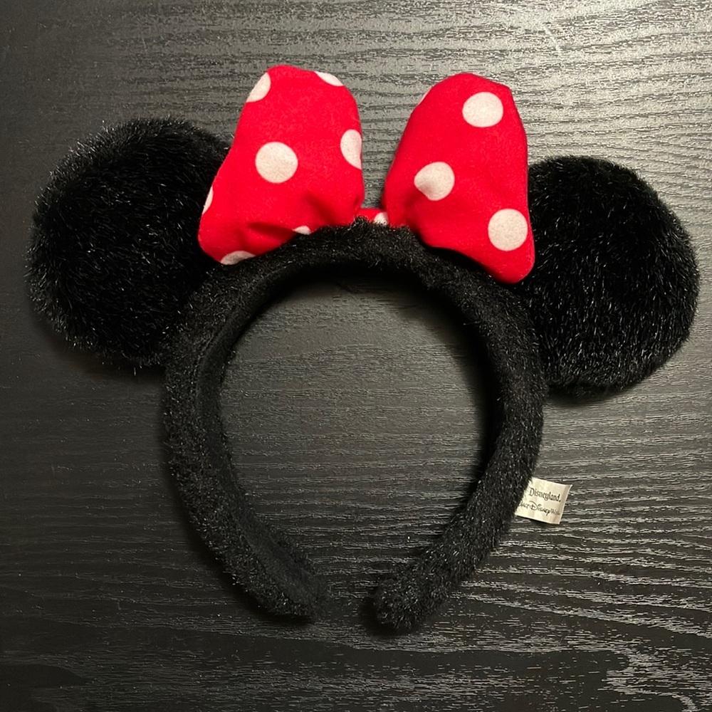 Disney World Classic Minnie Mouse Red Polka Dot Bow Plush Black Ears
